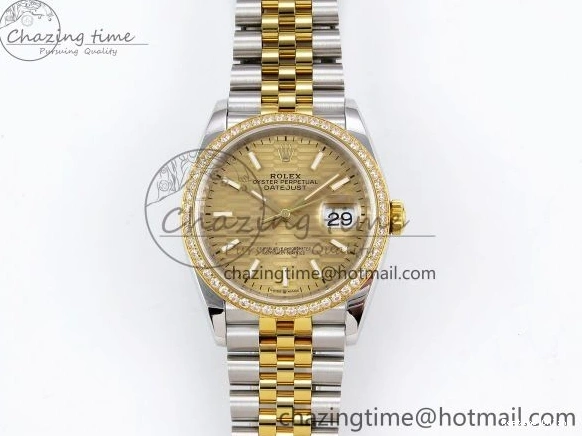 0223 Minimalist DateJust 36 SS 126283rbr VSF 1:1 Best Edition 904L Steel YG Textured Dial on Jubilee Bracelet VS 1378